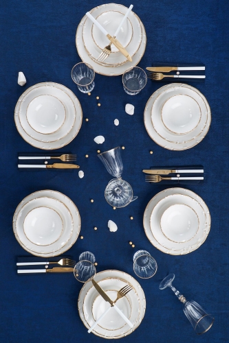 24 Piece Gold Porcelain Dinner Set For 6 People - 2