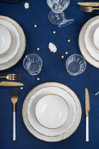 24 Piece Gold Porcelain Dinner Set For 6 People - 1