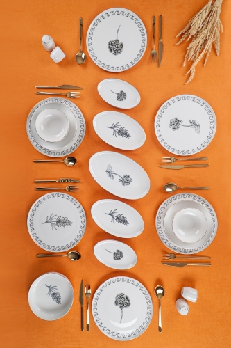 Adalee 46 Pieces Of 12 People Porcelain Dinner Set - 1