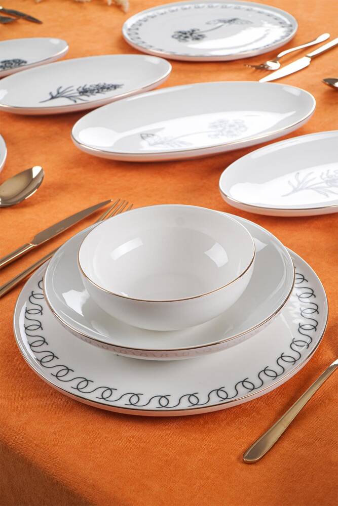 Adalee 46 Pieces Of 12 People Porcelain Dinner Set - 2