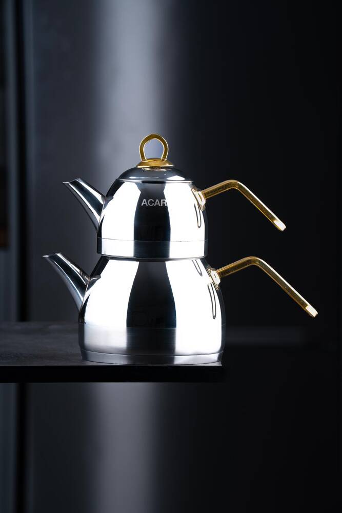 Alexi Steel Teapot Set - Gold - 1