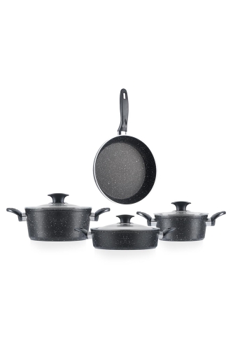 Alya 7 Piece Granite Cookware Set - Black - 2