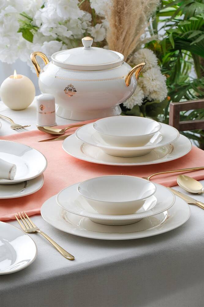 Athena 60 Piece Gold Porcelain Dinner Set For 12 People - 1