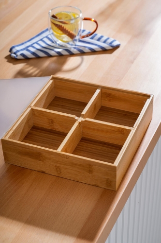 Bamboo 4 Compartment Storage Box - 2