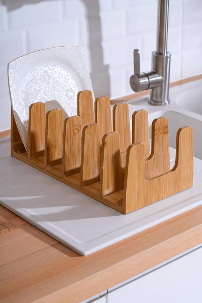 Bamboo Plate Organizer - 35.5 cm - 1