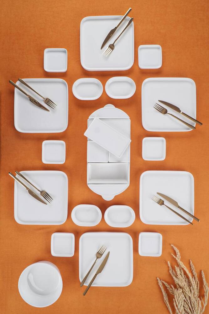 Bianco Perla 30 Piece Porcelain Breakfast Set For 6 People - 1