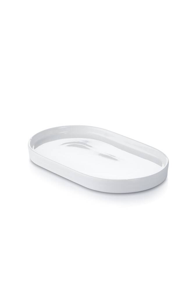 Bianco Perla Oval Presentation Kayik Plate - 20.5 Cm - 2