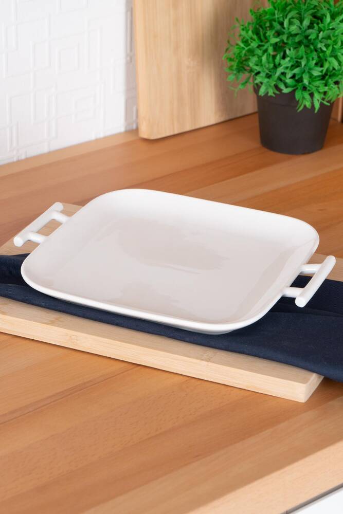 Bianco Perla Rectangular Handle Service Plate - 27.5 Cm - 1