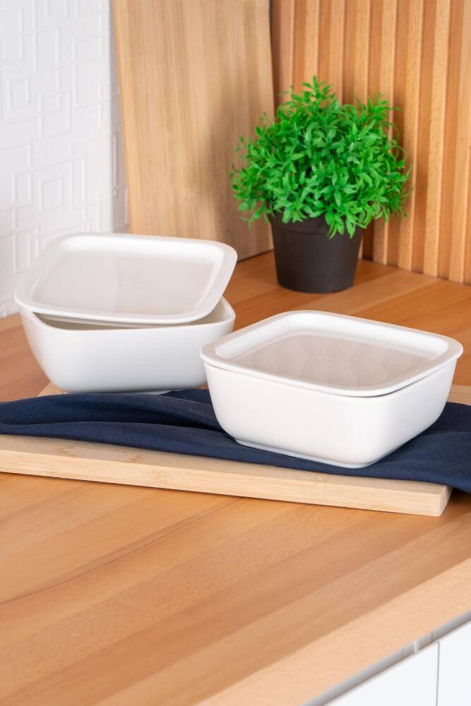 Bianco Perla Square Bowl With Lid - 16.5 Cm - 1