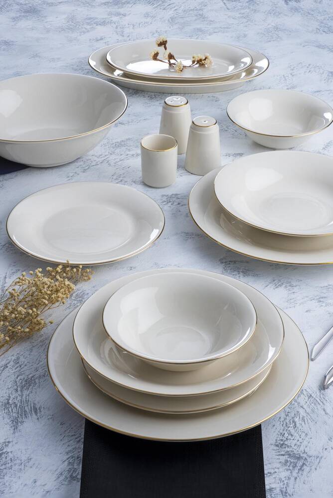 Blake 60 Piece Porcelain Dinner Set For 12 People - Gold - 1