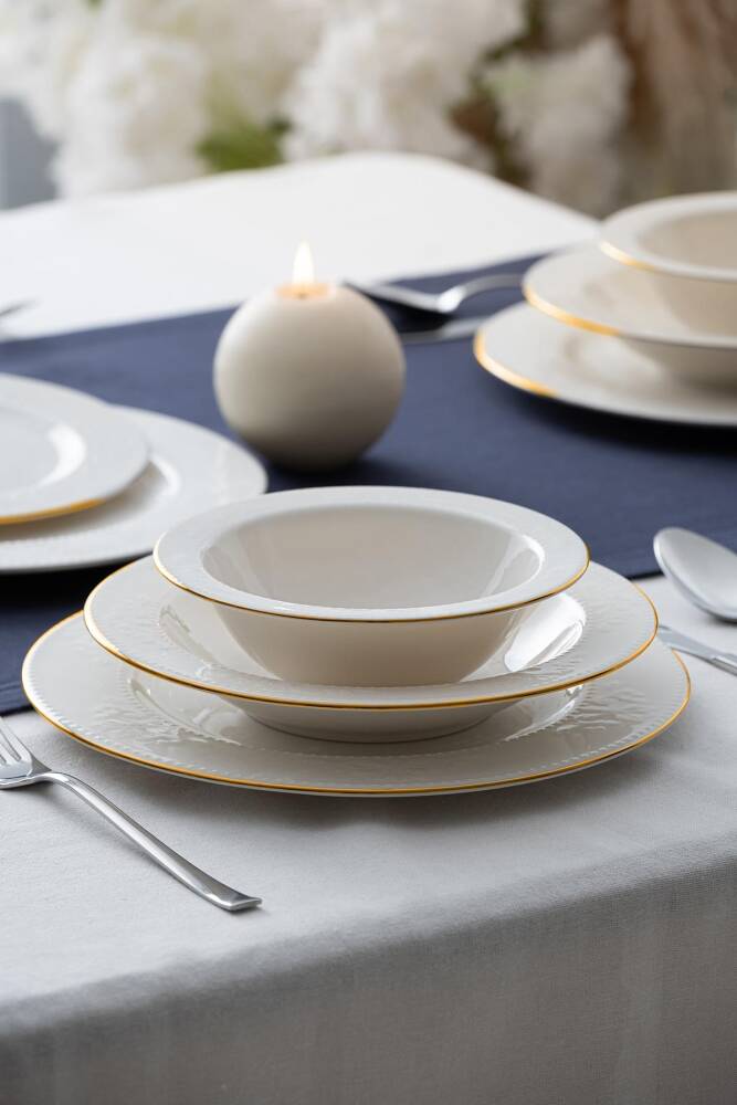 Cladia 24 Piece Gold Porcelain Dinner Set For 6 People - 1