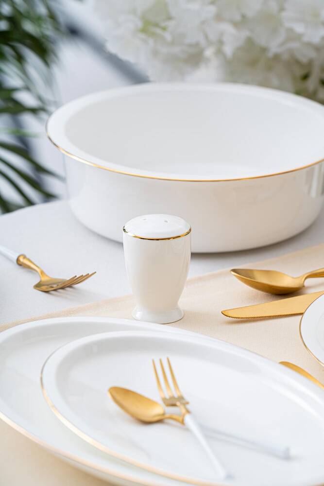 Clemente 57 Piece Gold Porcelain Dinner Set For 12 People - 5