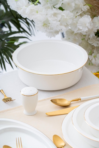 Clemente 57 Piece Gold Porcelain Dinner Set For 12 People - 7