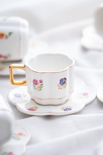 Dahlia Porcelain Coffee Cup Set For 6 People - 90 Ml 