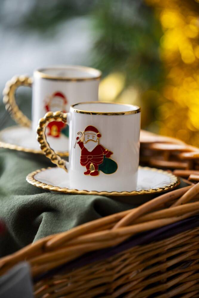 Dario 2 Kişilik Noel Baba Kahve Fincanı Takımı - 90 ml - 1