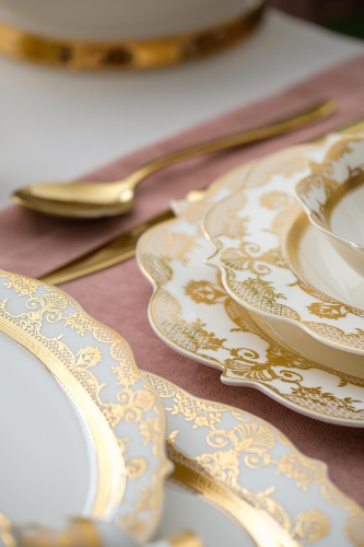 Diana 60 Piece Gold Porcelain Dinner Set For 12 People - 2