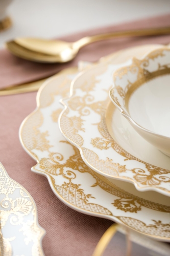 Diana 60 Piece Gold Porcelain Dinner Set For 12 People - 3