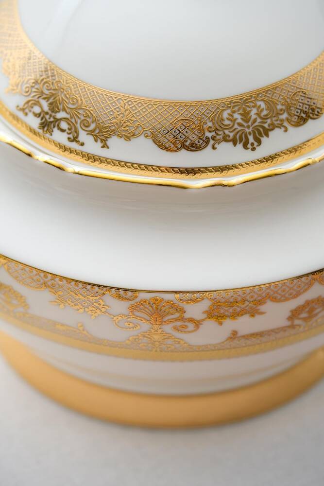 Diana 60 Piece Gold Porcelain Dinner Set For 12 People - 5