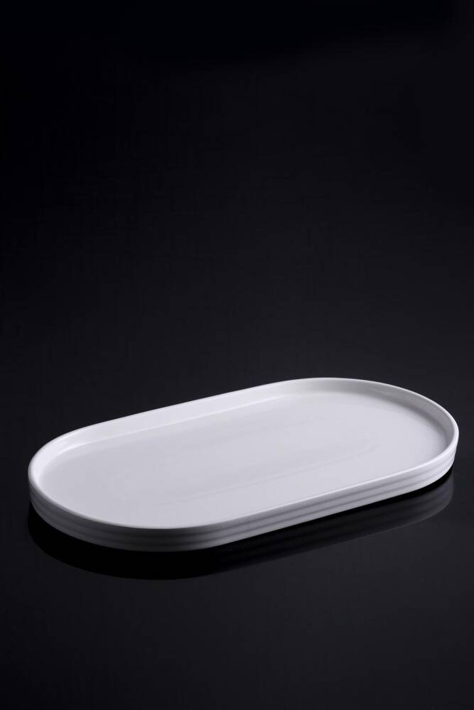 Emma 4 -White Porcelain Oval Boat Service Plate - 32 Cm - 1