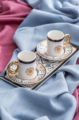 Francesca Set Of 2 Porcelain Coffee Cups - 90 Ml 