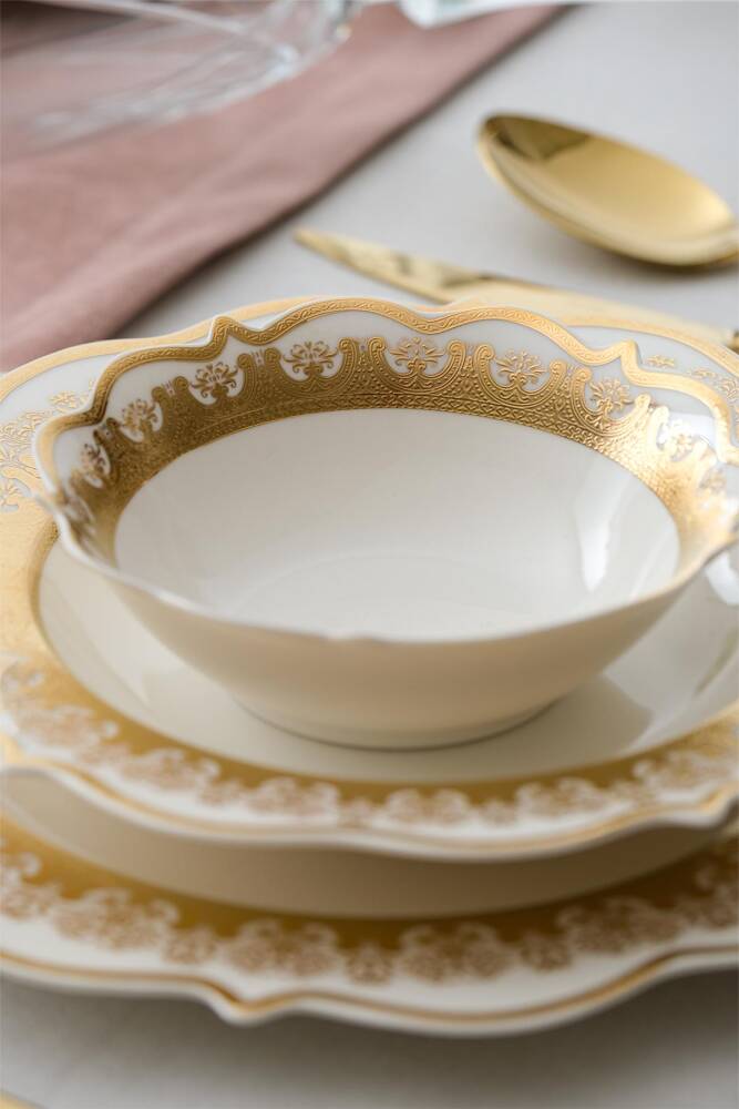 Helena 60 Piece Gold Porcelain Dinner Set For 12 People - 3