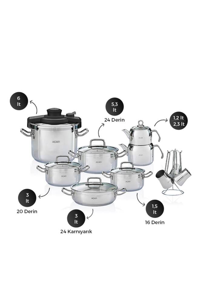 Karat Neptune 18 Piece Steel Dowry Set - Silver - 2