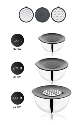 Karat Steel 9 Pieces Grated Mixing Container Storage Container - 2