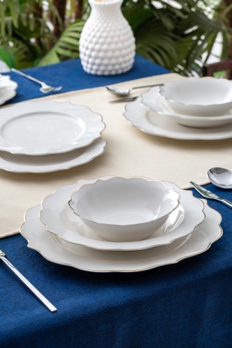 Karmen 24 Piece Gold Porcelain Dinner Set For 6 People - 1