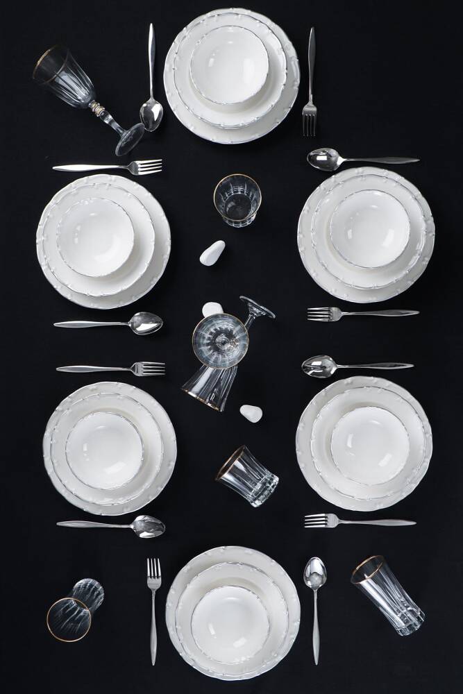 Liyana 24 Pieces Silver Porcelain Dinner Set - 2