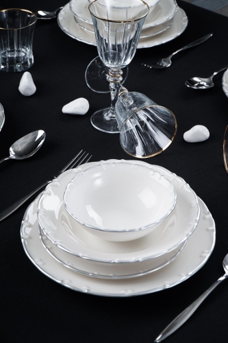 Liyana 24 Pieces Silver Porcelain Dinner Set - 3