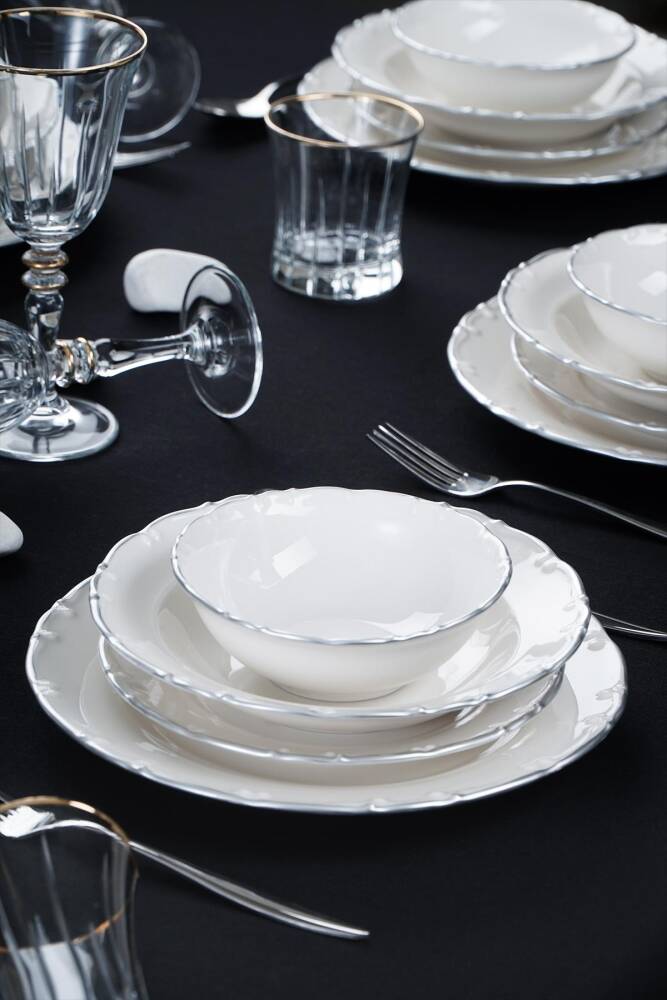 Liyana 24 Pieces Silver Porcelain Dinner Set - 1