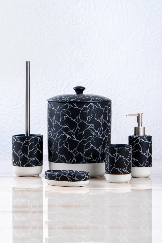 Marble 5 Piece Bath Set - Black - 1