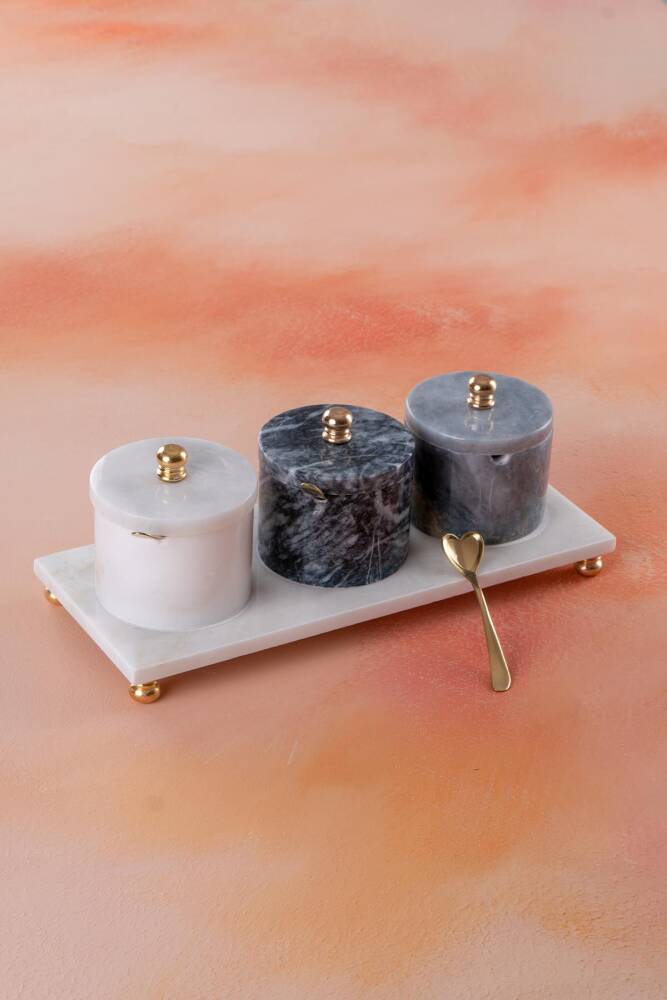 Marble Natural Rectangle 3 Spice Set - 1