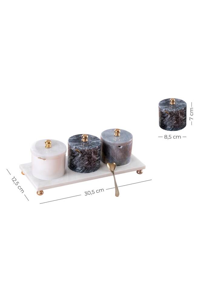 Marble Natural Rectangle 3 Spice Set - 2