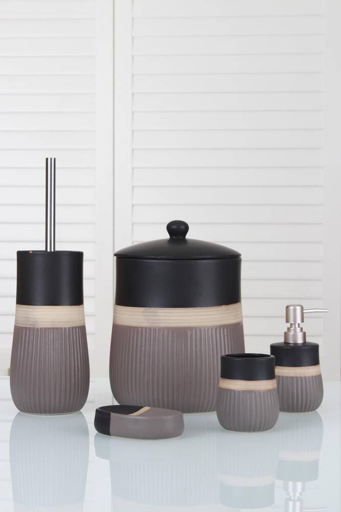 Mases 5 Ceramic Bathroom Set - Black - 1