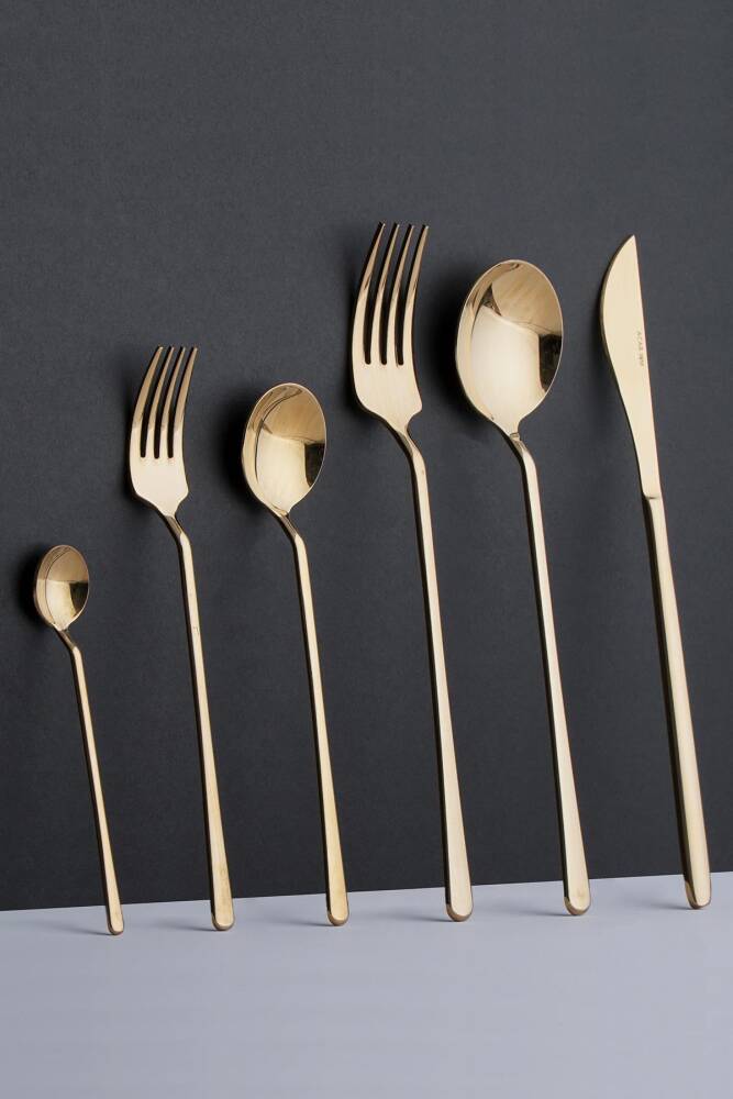 Milano 36 Piece Fork Spoon Knife Set - Gold - 1