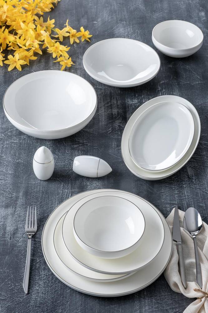 Misha 30 Piece Bone Dinner Set - Silver - 1