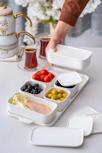 Pure White 6 Porcelain Cover Breakfast - 1