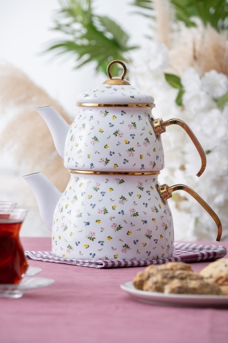 Qualita Flower Enamel Teapot Set - 1