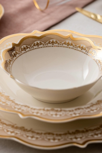 Rosella 60 Piece Gold Porcelain Dinner Set For 12 People - 3