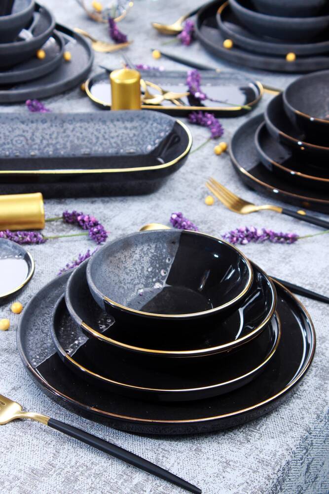 Royal Black 27 Piece Dinner Set For 6 People - 1