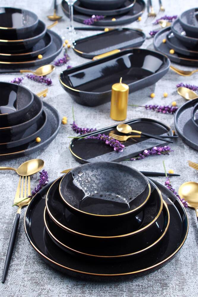 Royal Black 27 Piece Dinner Set For 6 People - 2