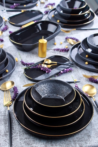 Royal Black 27 Piece Dinner Set For 6 People - 3