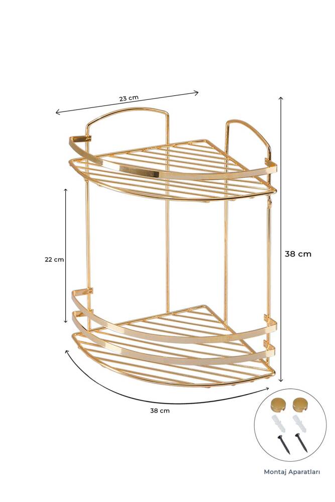 Talon İki Katlı Banyo Köşe Rafı - Gold - 2