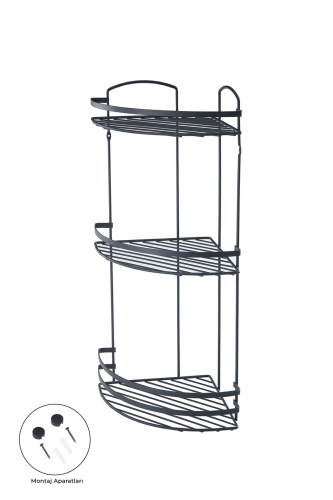 Talon Three -Storey Bathroom Corner Shelf - Black - 1