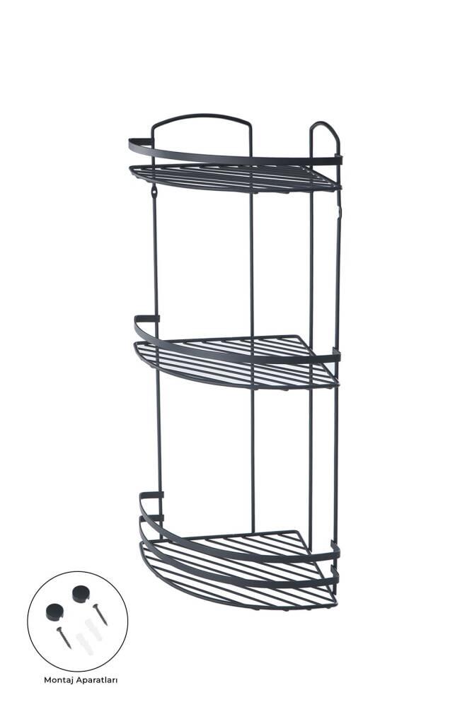 Talon Three -Storey Bathroom Corner Shelf - Black - 1