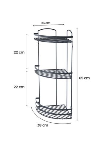 Talon Three -Storey Bathroom Corner Shelf - Black - 2