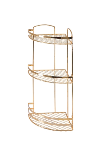 Talon Three -Storey Bathroom Corner Shelf - Gold - 1