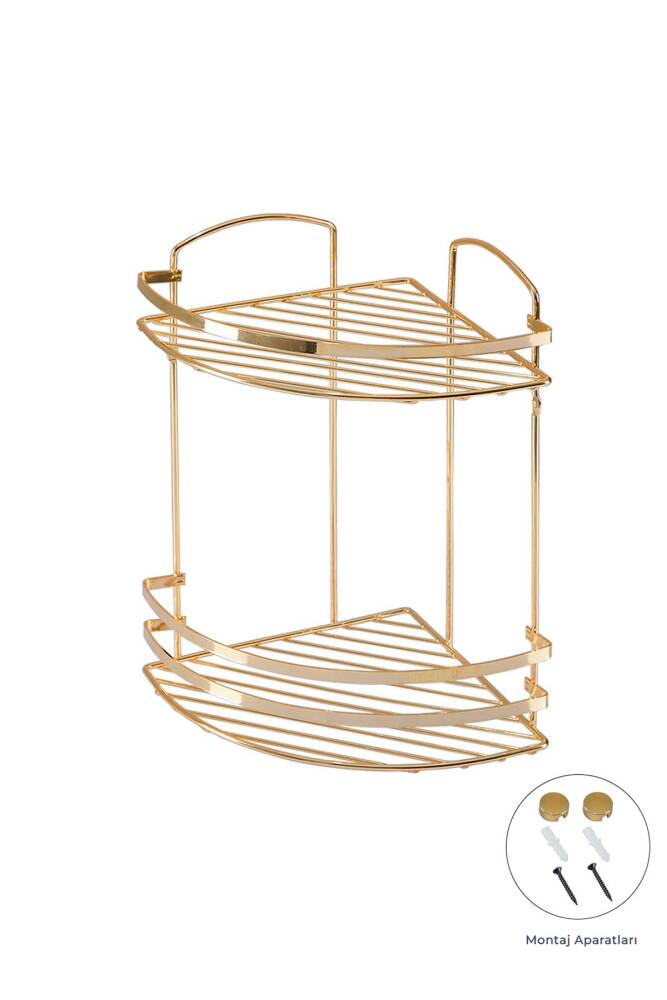 Talon Two -Storey Bathroom Corner Shelf - Gold - 1