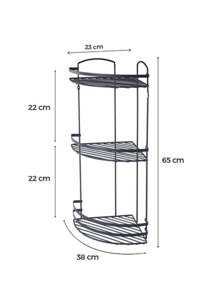 Talon Üç Katlı Banyo Köşe Rafı - Siyah - 2